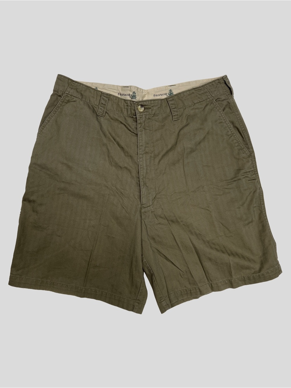 Fieldmaster Men's Olive Green Relaxed Cotton Pinstriped Golf Shorts